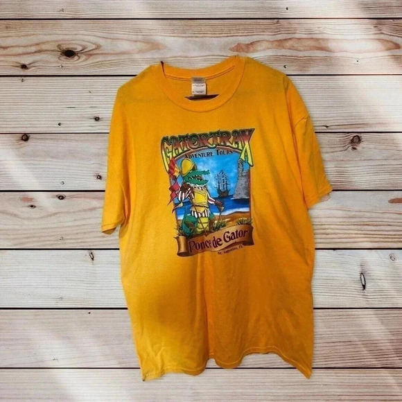 GILDAN SIZE XL GOLDEN YELLOW GATORTRAX ADVENTURE TOUR TEE - Picture 1 of 2